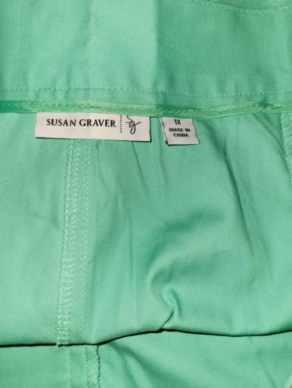 Susan Graver Mint Green Pedal Pushers Size 1X Pants Spring Gardengirl Casual - Picture 7 of 9